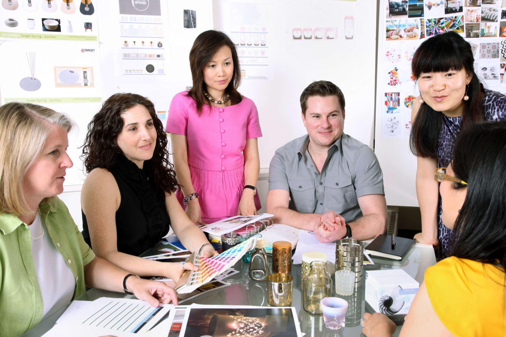 Mei and her design team poised for a new product launch (2007).